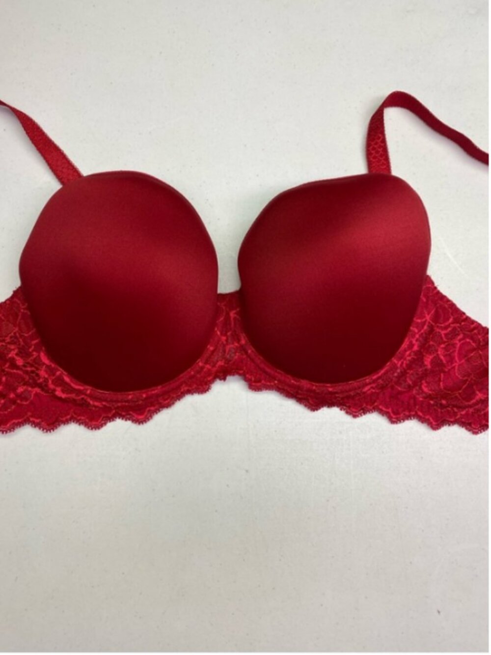 Simone Perele Caresse 3D Plunge Bra Tango Red Lace 36F (36DDD) *P1037